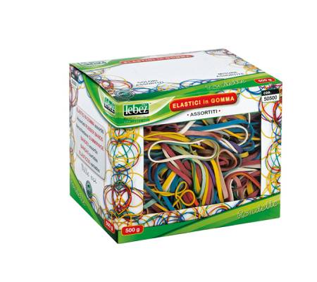 Elastici - misura e colori assortiti - scatola da 500 gr - gomma - Lebez - 50500. - 8007509036600 - DMwebShop