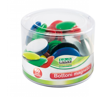 Bottoni magnetici tondi - misure e colori assortiti - barattolo da 60 pezzi - Lebez - 2777 - 8007509037355 - DMwebShop