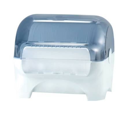 Dispenser carenato da banco Wiperbox per bobine asciugatutto - 34 x 31,5 x 36 cm - bianco-azzurro trasparente - Mar Plast - A77710 - 8020090025006 - DMwebShop