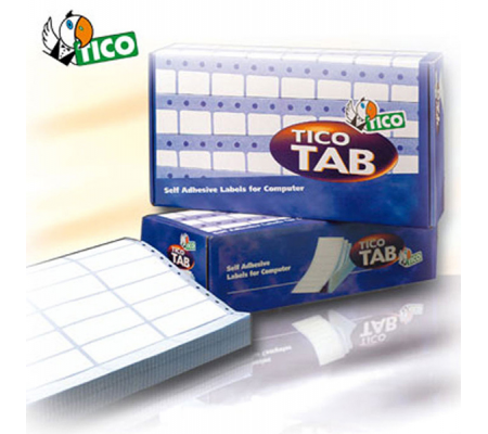 Etichette a modulo continuo TAB 1 - 72 x 36,2 mm - corsia singola - permanente - bianco - scatola da 4000 etichette - Tico - TAB1-0723 - 8007827150033 - DMwebShop