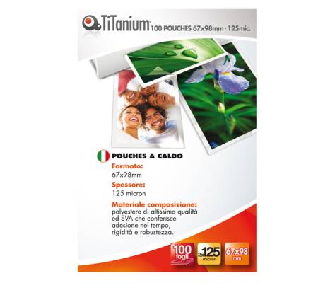 Pouches - badge - 67 x 98 mm - 2 x 125 micron - conf. 100 pezzi - Titanium - PP525-10T - 8025133034830 - DMwebShop