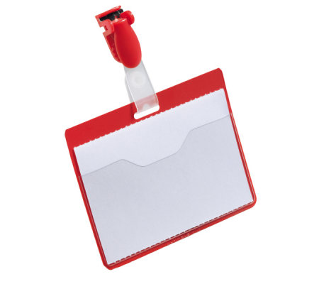 Portanome a tasca aperta clip in plastica - rosso - 6 x 9 cm - conf. 25 pezzi - Durable - 8106-03 - DMwebShop