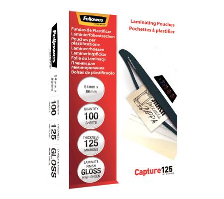 Pouches Capture125 - 65 x 95 mm - 2 x 125 micron - scatola 100 pezzi - Fellowes - 5306702 - 77511530678 - DMwebShop
