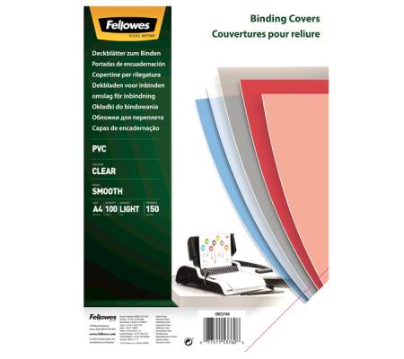 Copertine Clear - A4 - 150 micron - PVC - neutro trasparente - scatola 100 pezzi - Fellowes - 5376001 - 77511537608 - DMwebShop