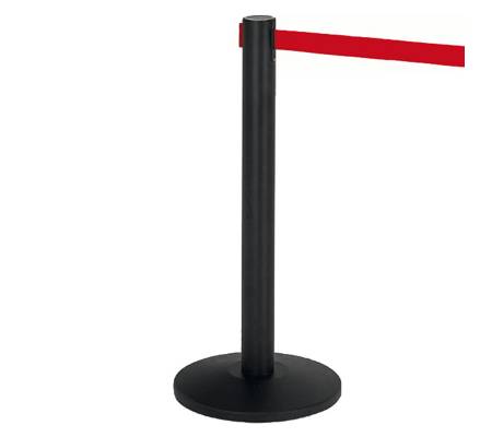 Colonnina segnapercorso Alfa nera altezza 95 cm Nastro retrattile rosso da 200 cm Medial 103341 - 13676