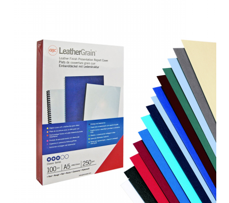 Copertine LeatherGrain - A4 - 250 gr - rosso scuro goffrato - conf. 100 pezzi - Gbc