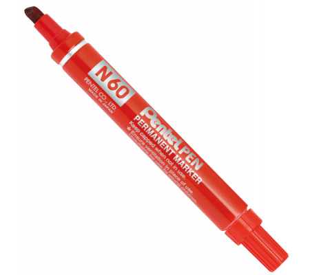 Marcatore permanente N60 - punta scalpello - rosso - Pentel