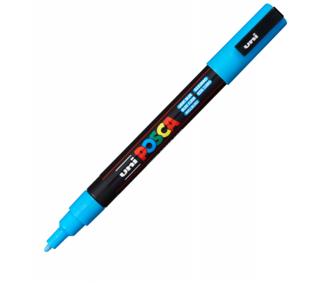 Marcatore a base d'acqua Uni Posca PC3M - punta fine - 0,9 - 1,3 mm - azzurro - Uni Mitsubishi