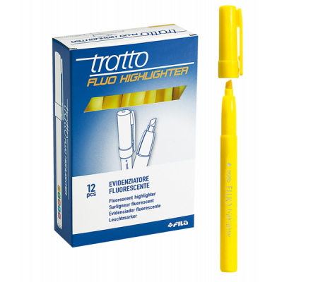Evidenziatore fluo Highlighter - punta a scalpello - giallo - conf. 12 pezzi - Tratto 733001