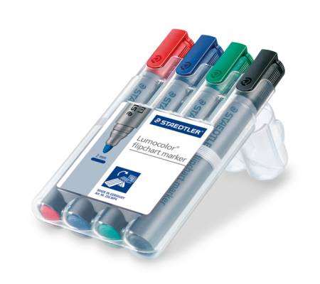 Marcatore Lumocolor Flipchart 356 - punta tonda - tratto 2 mm - astuccio 4 colori - Staedtler - 356WP4 - 4007817356142 - DMwebShop