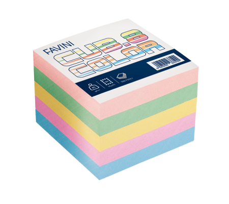 Foglietti Cubo - mix colori soft - 95 x 95 mm - 80 gr - 750 fogli - Favini A45X926
