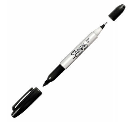 Marcatore Permanente Twin tip doppia punta - una punta fine - 1 mm - una punta extra fine - 0,5 mm - nero - Sharpie S0811100