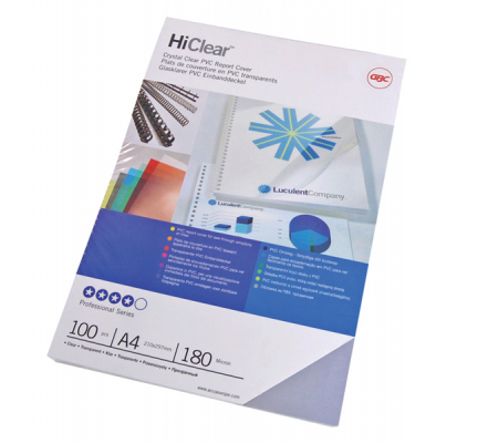 Copertine Hi-Clear - A4 - 150 micron - neutro trasparente - scatola 100 pezzi - Gbc