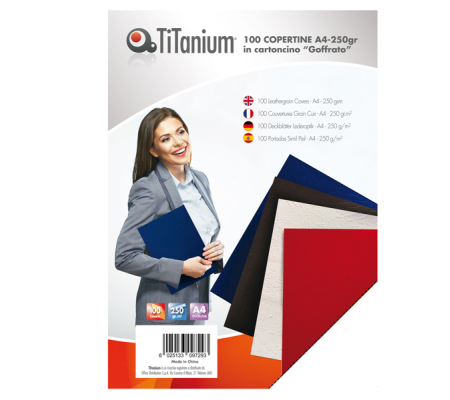 Copertine rilegatura - A4 - 250 gr - cartoncino goffrato nero scatola 100 pezzi - Titanium PB250-13T