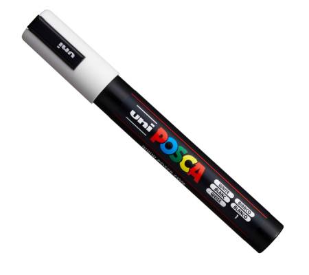 Marcatore a base d acqua Uni Posca PC5M punta tonda media 1,8-2,5 mm inchiostro bianco Uni Mitsubishi M PC5M BI - 2989