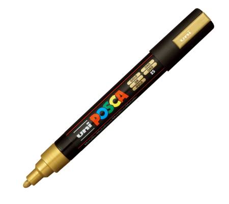 Marcatore a base d acqua Uni Posca PC5M punta tonda media 1,8,2 - 5 mm oro Uni Mitsubishi - 6267