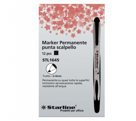Marcatore permanente - punta a scalpello - 2 - 4 mm - nero - Starline STL1645