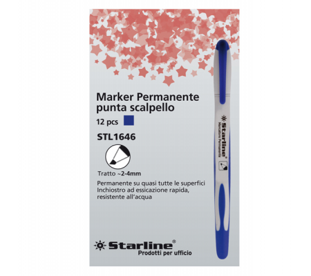 Marcatore permanente - punta a scalpello - 2 - 4 mm - blu - conf. 12 pezzi - Starline - STL1646. - DMwebShop