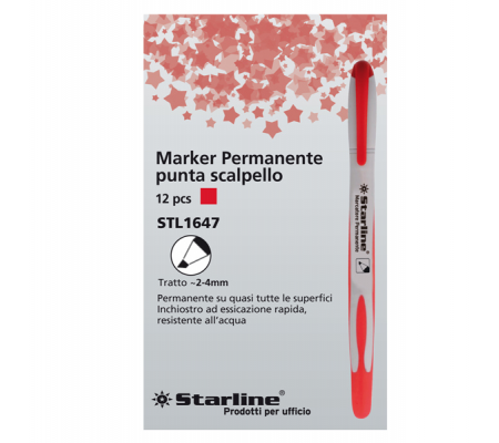 Marcatore permanente - punta a scalpello - 2 - 4 mm - rosso - Starline STL1647