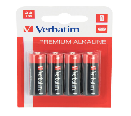 Scatola 4 Pile alkaline stilo AA - Verbatim 49921