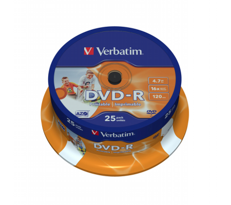 Scatola 25 DVD-R - stampabile - 4,7 Gb - Verbatim - 43538 - 023942435389 - DMwebShop