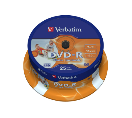 Scatola 25 DVD-R - stampabile - 4,7 Gb - Verbatim - 43538 - 023942435389 - DMwebShop