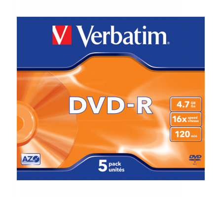 Scatola 5 DVD-R - Jewel case - serigrafato - 4,7 Gb - Verbatim - 43519 - 023942435198 - DMwebShop