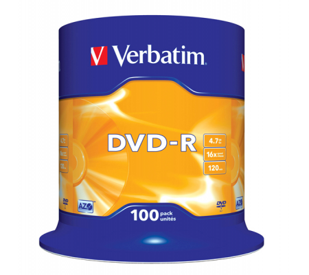 Scatola 100 DVD-R - serigrafato - 4,7 Gb - Verbatim - 43549 - 023942435495 - DMwebShop
