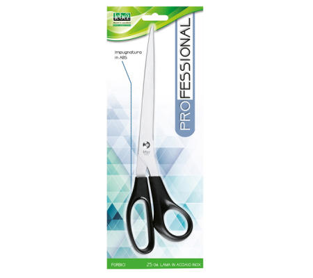 Forbici - lama in acciaio inox - impugnatura asimmetrica - 25 cm - nero - Lebez 4334L