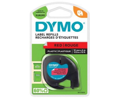 Nastro Letratag 912030 - in plastica - 12 mm x 4 mt - rosso - Dymo - S0721630 - 5411313912037 - DMwebShop