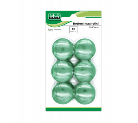 Bottoni magnetici - verde - Ø 40 mm - blister 12 pezzi - Lebez - MR-40-V - 8007509002599 - DMwebShop