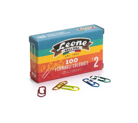 Fermagli metallizzati - lunghezza 26 mm - n. 2 - colori assortiti - scatola 100 pezzi - conf. 10 pezzi - Leone dell'era - FX10 - 8007979001313 - DMwebShop