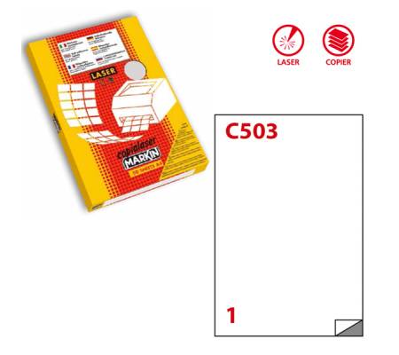 Etichette adesive C503 - permanenti - 210 x 297 mm - 1 etic.-fg - 50 fogli A4 - poliestere - trasparente opaco - Markin - X220LTMC503. - 8007047021878 - DMwebShop