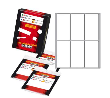 Etichetta adesiva - permanente - rettangolare - 73 x 37 mm - 6 etic. per foglio - 10 fogli per busta - conf. 10 pezzi - Markin - X11048 - 8007047028686 - DMwebShop