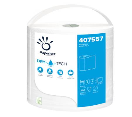 Bobina asciugatutto DryTech 2 veli diametro 25 cm 23,4 cm x 152 mt 400 strappi Papernet 407557 - 8320