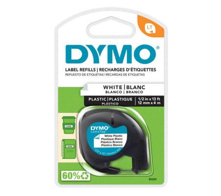 Nastro Letratag 912010 in plastica 12 mm x 4 mt bianco Dymo S0721660 - 1479