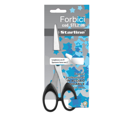Forbici - lama in acciaio - impugnatura ABS - 21 cm - nero - Starline 4368