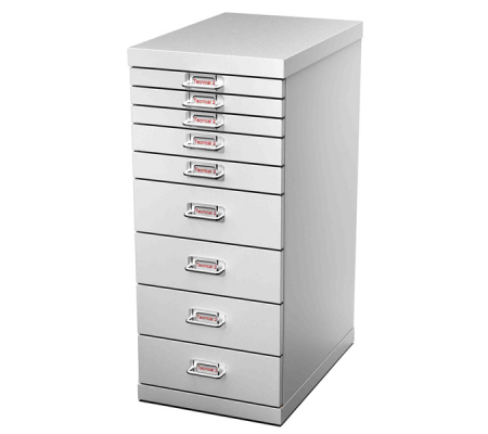 Cassettiera in acciaio - 9 cassetti - 29 x 43 x 67 cm - grigio - Tecnical 2 - MED9 G - DMwebShop