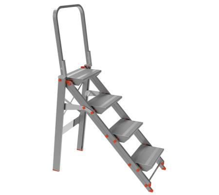 Scaletta Class Piu' con parapetto - 4 gradini - alluminio - Marchetti - 20524 - 8021227005175 - DMwebShop
