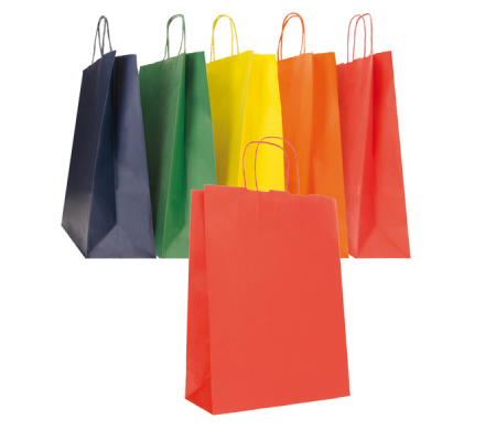 Shopper Twisted - maniglie cordino - 18 x 8 x 24 cm - carta biokraft - colori assortiti - conf. 25 pezzi - Mainetti Bags - 079894 - 8029307079894 - DMwebShop