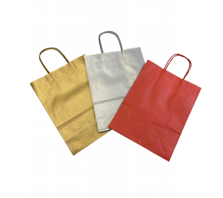 Shopper in carta maniglie cordino - 22 x 10 x 29 cm - colori assortiti natalizi - conf. 25 sacchetti - Mainetti Bags - 080005 - 8029307080005 - DMwebShop