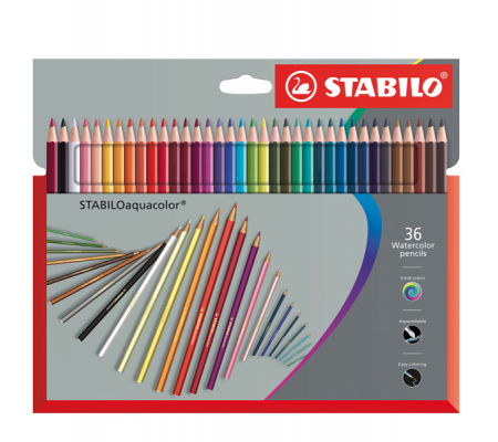 Pastelli Aquacolor - tratto 2,8 mm - astuccio 36 pezzi - Stabilo - 1636-7 - DMwebShop