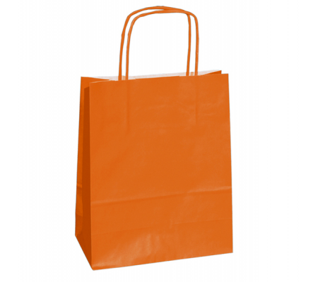 Shopper in carta maniglie cordino - 14 x 9 x 20 cm - arancio - conf. 25 sacchetti - Mainetti Bags - 079795 - 8029307079795 - DMwebShop