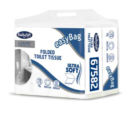 Carta igienica interfogliata EasyBag - 15,5 gr - strappo 11 x 19 cm - pacco da 250 strappi - conf. 24 pezzi - Bulkysoft - 67582 - 8018426675827 - DMwebShop