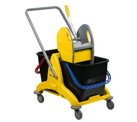 Carrello a doppia vasca Pressclean - 81 x 43,5 x 88 cm - 25+25 lt - con strizzatore - con ruote pivottanti - Medial International - 705001 - 8056324531852 - DMwebShop
