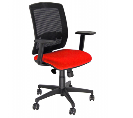 Sedia semidirezionale Molly A - con ruote e braccioli - schienale in rete nero - seduta rosso - Unisit - MLA/BRF/SR - 8050043748355 - DMwebShop