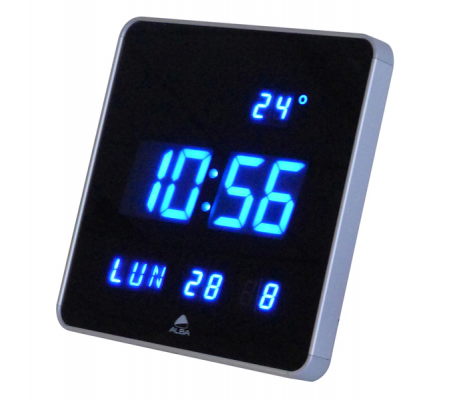 Orologio digitale da parete LED - 28 x 28 x 3,4 cm - nero - Alba - HORLEDSQ - DMwebShop
