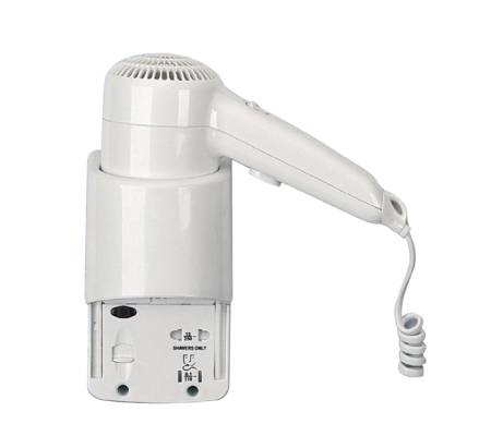 Asciugacapelli da hotel Yul Basic aggancio laterale con presa 20x10x22,1 cm 1200 W 220,240 V ABS bianco Medial 704001 - 6958