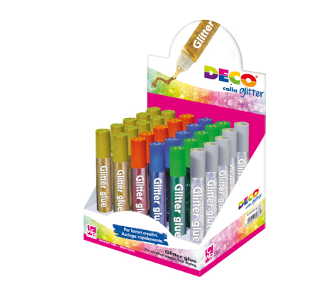 Colla glitter - 10,5 ml - colori assortiti metal - display 30 pezzi - Deco - 05887 - DMwebShop