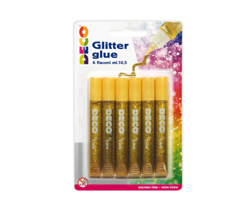 Blister colla glitter - 10,5 ml - oro - conf. 6 pezzi - Deco - 05885 - 8004957058857 - DMwebShop